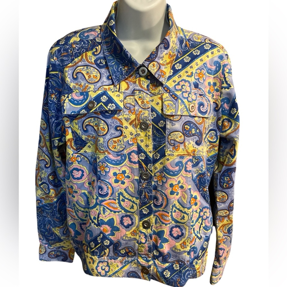 LH Sports Women's Large Lightweight Multicolor Paisley Jacket Cotton Blend